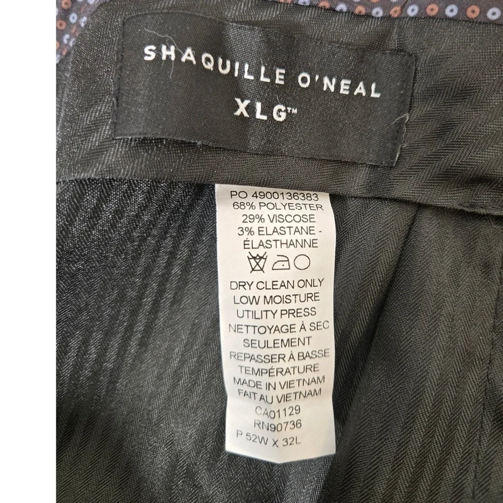 Shaquille O'Neal XLG Mens Grey Plaid Stretch Dress Pants 52W x 32L ONYXPF2AB140